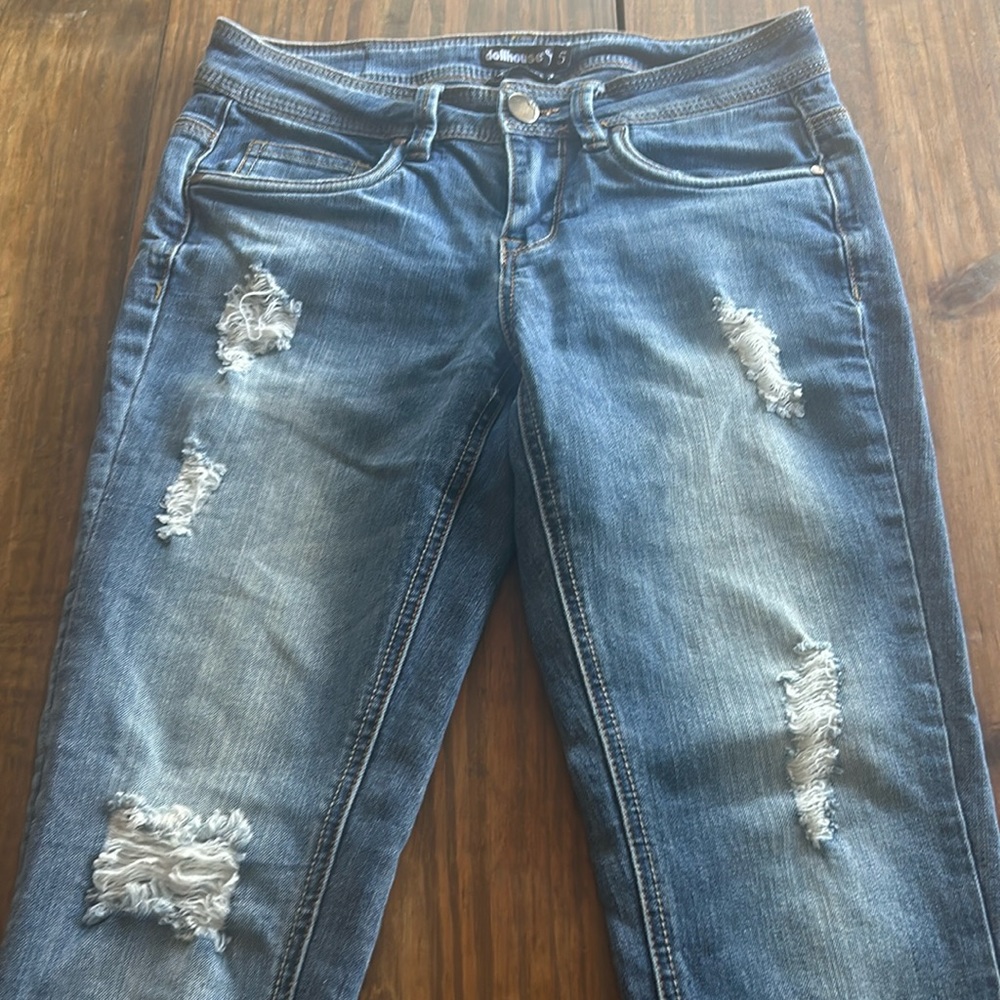 Dollhouse Charlie Jeans. Distressed medium wash